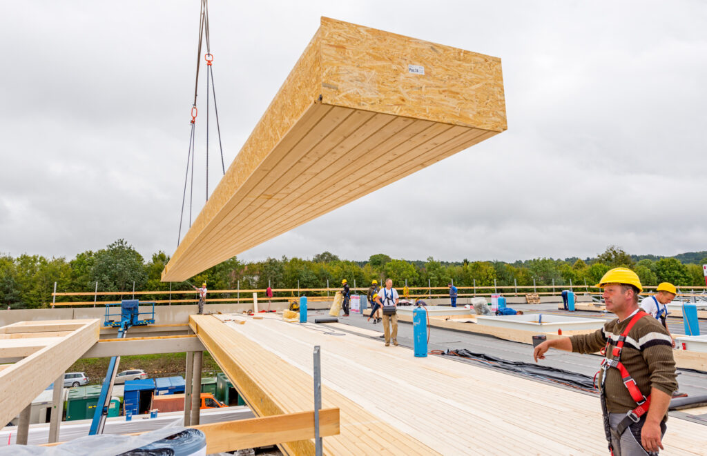 Roof element with long span wood