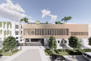 frontal view at the new production building of the ströck bacery in vienna